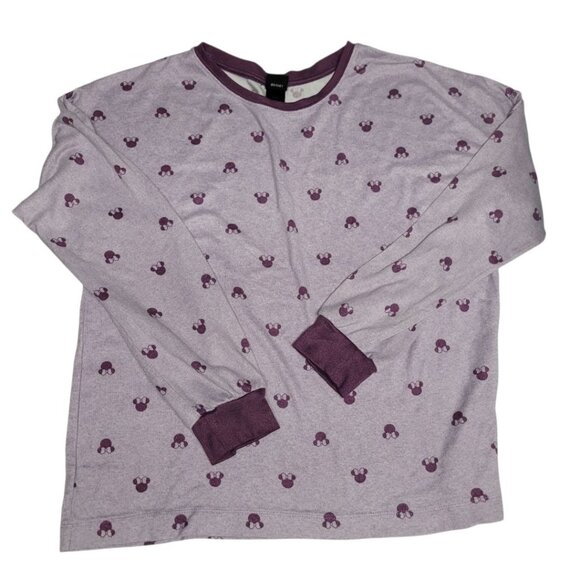 Disney Minnie Mouse Pajamas Womens Medium Purple Soft Long Sleeve Drawstring - Picture 2 of 10